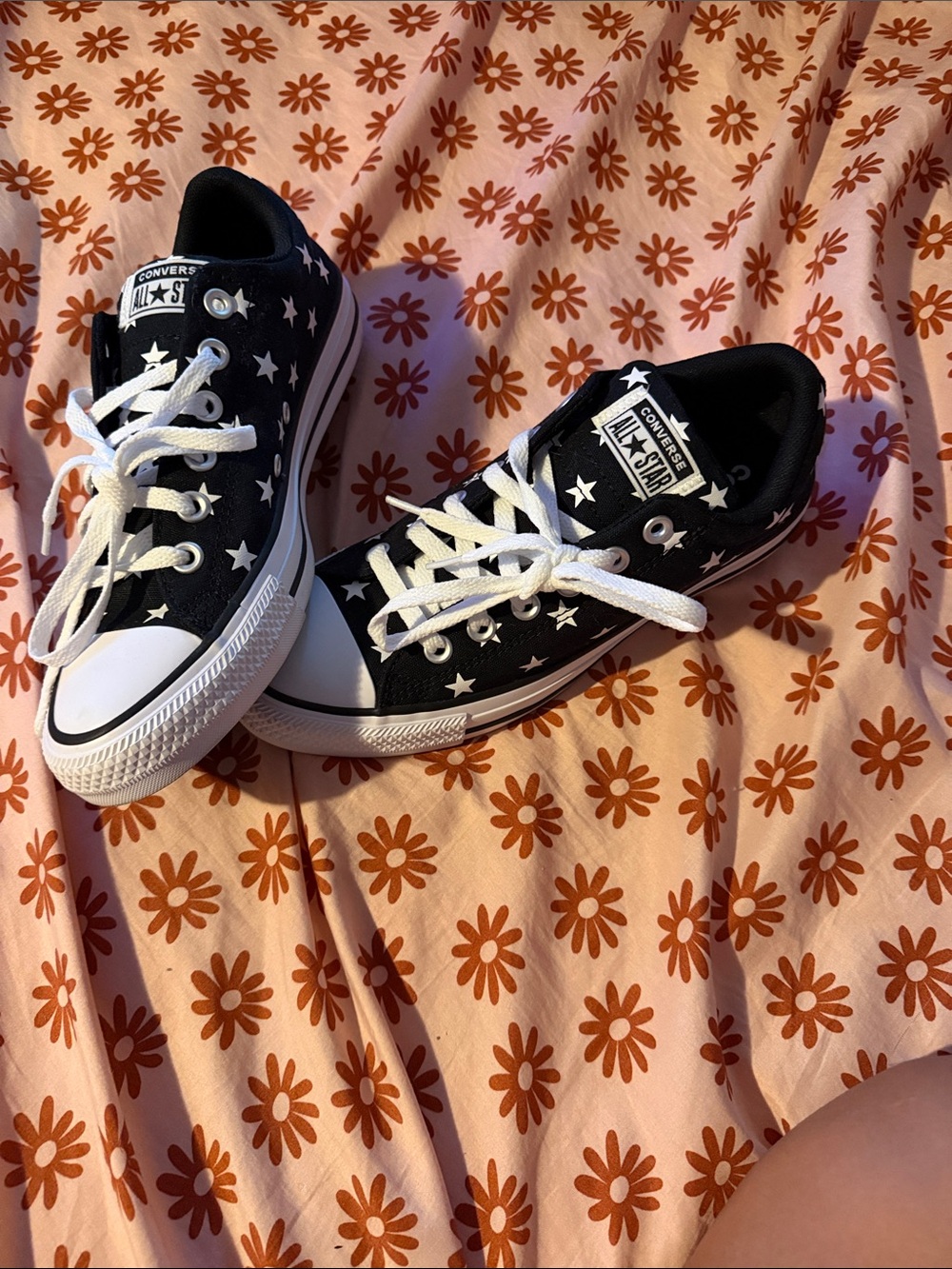 Converse Kids Black Star-Print Low Top Sneakers